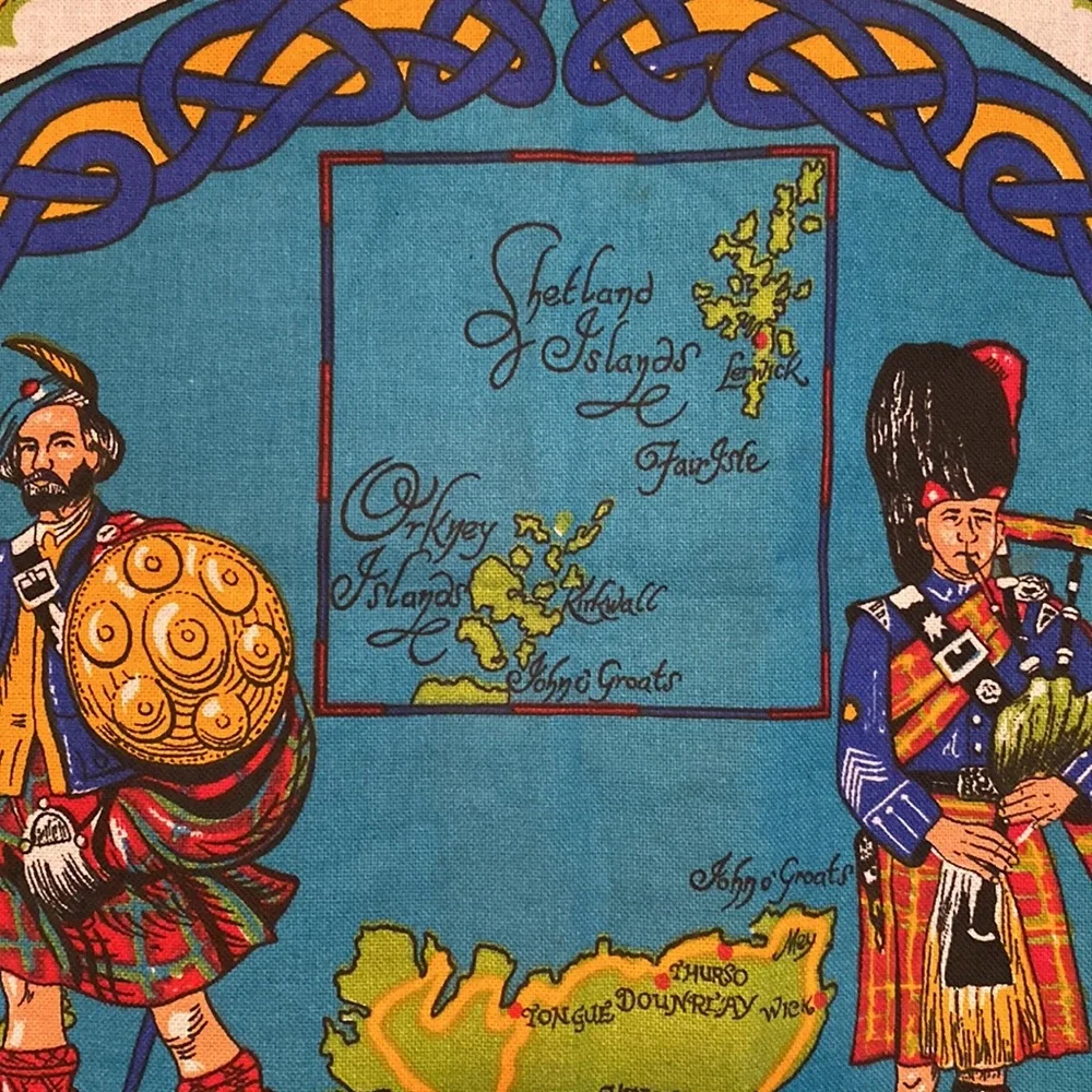 Scotland souvenir hand tower vintage cotton